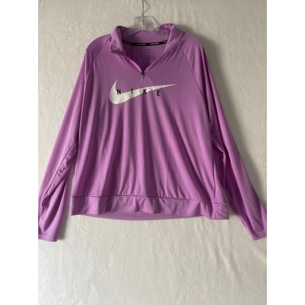 Nike Swoosh Running Dri-FIT Purple Quarter Zip Pullover Long Sleeve 1X Plus